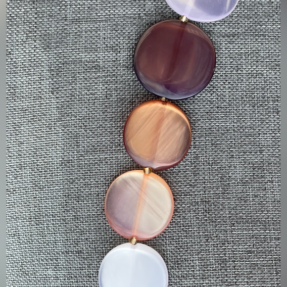 Boho ombré necklace with flat discs in BBC all shades of peach to brown 12” - Picture 2 of 7